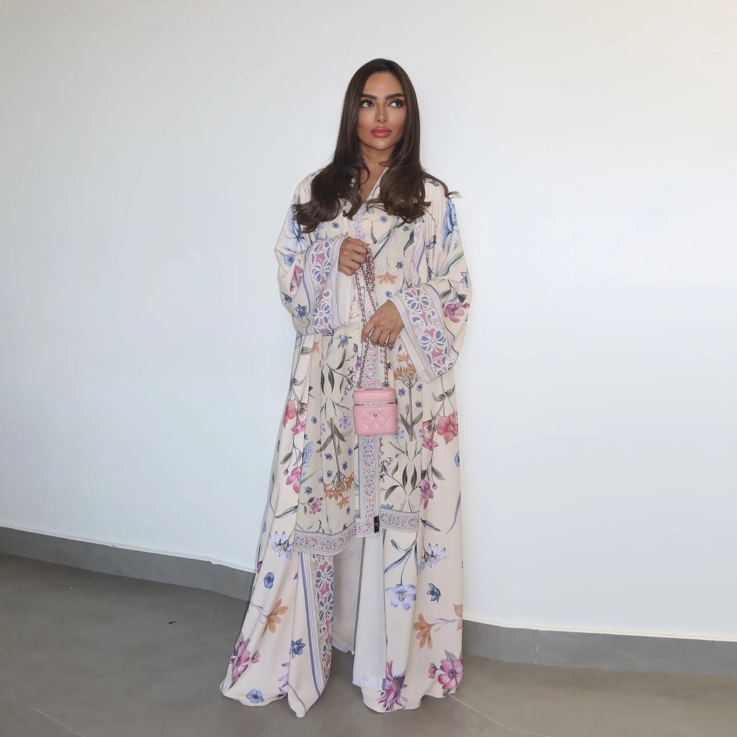 Eid Frauen Abaya Blume Drucken Offene Strickjacke Schal Party Kleid Muslimischen Langarm Jalabiya Ramadan Abayas Kaftan Arabischen Lange Robe.