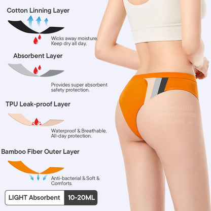 Bikini Menstrual Panties Eco-friendly Reusable Breathable Leakproof Period Underwear for Women Bamboo Fibre.
