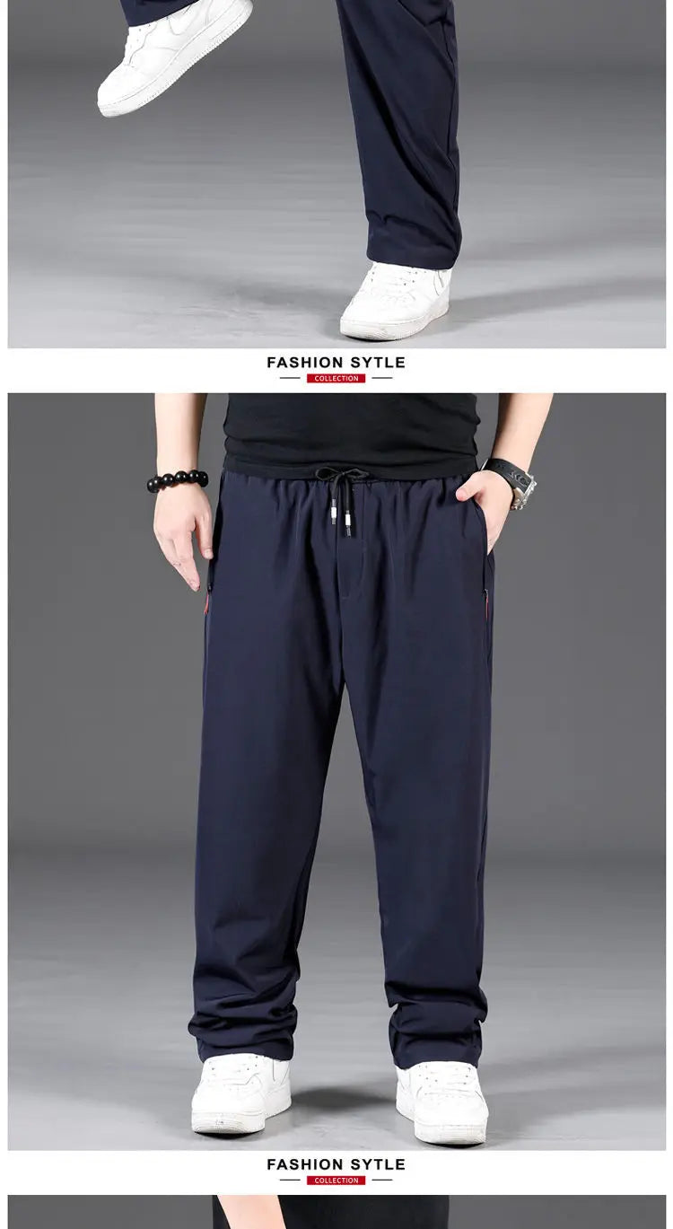 8XL Casual Pants Mens Straight Loose Trousers Men Clothing Elastic Waist Quick Dry Pants Summer Fashion Oversized Joggers Pants.