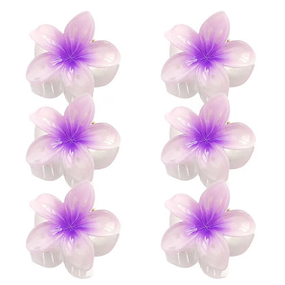 6Pcs Hawaiian Gradient Hair Clips Flower Hair Claws Women Small Size Fashion Headwear Hairpin Crab Barrette Hair Accessories.