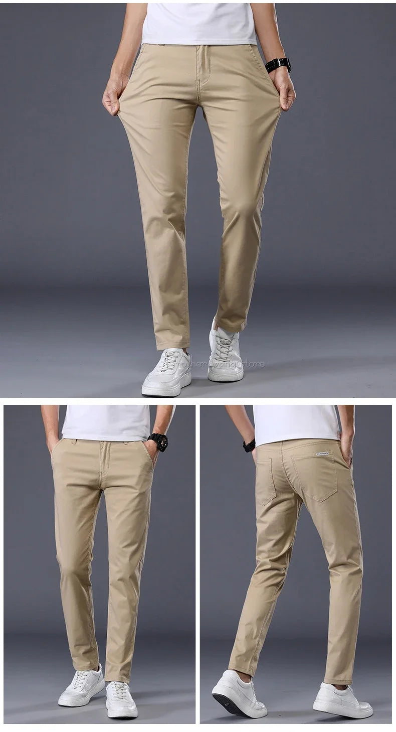 Thin Men's Pants Classic 7 Colors Summer New Casual Pant Business Fashion Stretch Cotton Slim Brand Male Trousers.