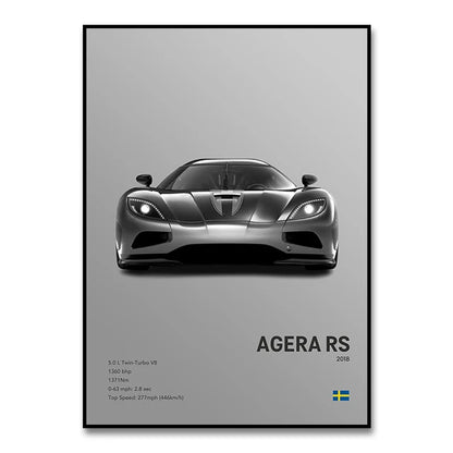Famous Cars JESKO Canvas Wall Art Print Poster AGERA RS Decorative Mural Modern Home Decor Birthday Gift Unframed.