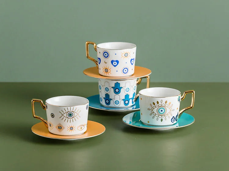 Blue Eye Ceramic Coffee cup European Fashion Coffee cup Dish Set Home Afternoon Tea Tea Cup tea cups and saucer sets  coffee cup.