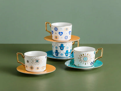Blue Eye Ceramic Coffee cup European Fashion Coffee cup Dish Set Home Afternoon Tea Tea Cup tea cups and saucer sets  coffee cup.