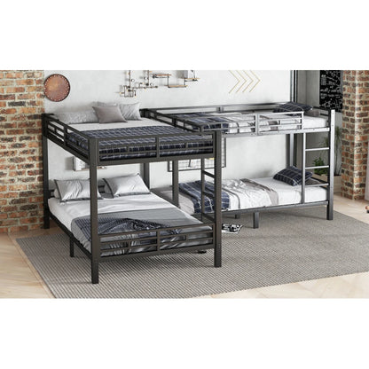 Eisenbett, Etagenbett, dreistufige Leiter, stabiles Gitter, Mehrbettkonfiguration, Betten in verschiedenen Größen, 90 x 200 cm und 140 x 200 cm