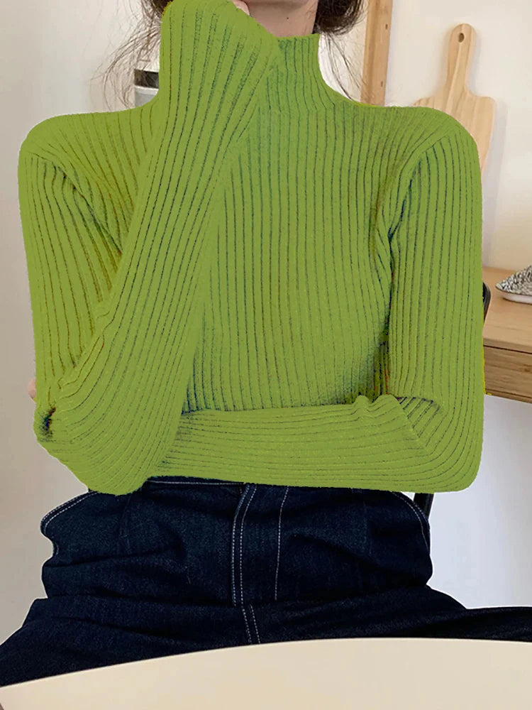 2026 chic Herbst winter Pullover Pullover Frauen Langarm casual rollkragen warme grundlegende Pullover stricken Jumper top