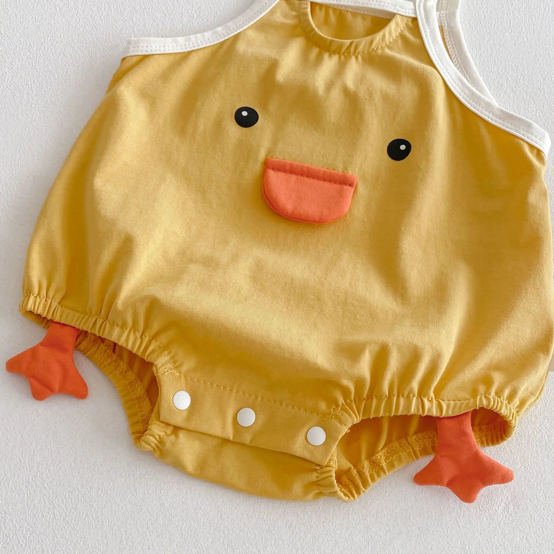 0–2 Jahre Baby-Strampler aus Baumwolle mit Tier-Cartoon-Motiv – bezaubernde Enten- und Bären-Designs – weich und bequem für Babykleidung.