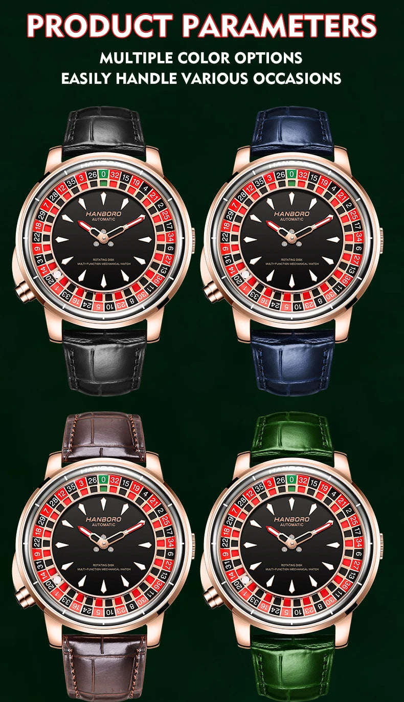 HANBORO men's fully automatic mechanical watch, roulette wheel, roulette wheel, men's watch 1001.