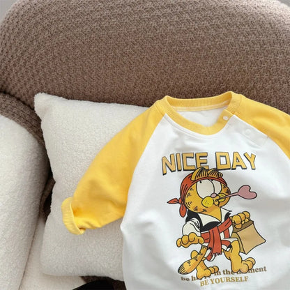 Gelbe Kollektion Frühling Herbst Baby Mädchen Junge Rundkragen Lange Ärmel Cartoon Bär Body/Strampler Neugeborenen Overall K31266.