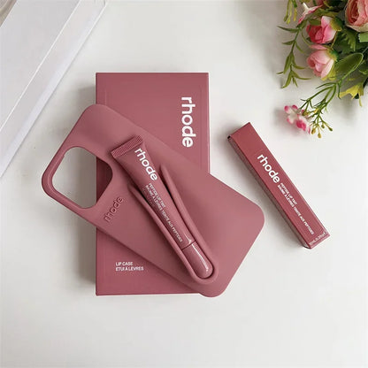 Phone Case for IPhone 15 16 14 13 12 11 Pro Max Plus 17 Air Lip Gloss Holder Silicone Shockproof Cover with Box and Lipstick.