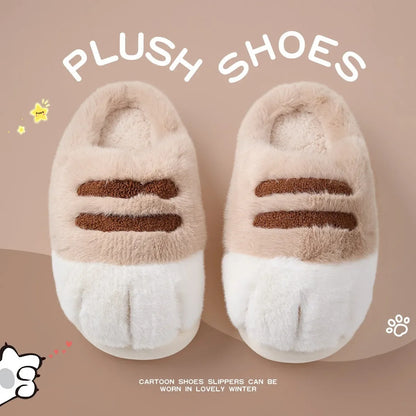 Winter Warm Slipper Women Home Fuzzy Cat Paw Claw Fur Plush Indoor Lazy Female Thermal Furry House Shoe Funny Flat flip flop.