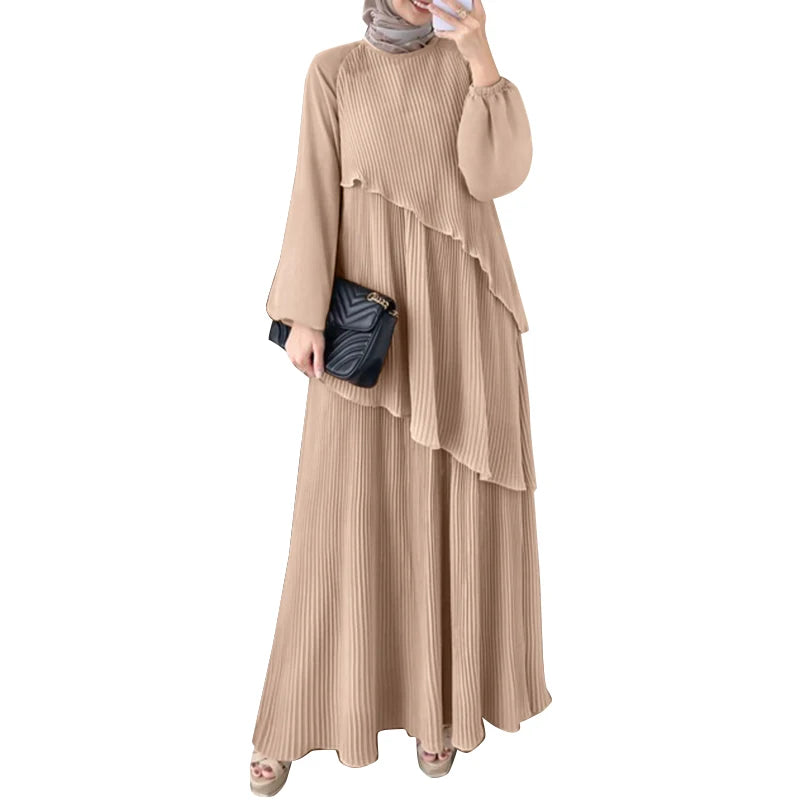 2025 ZANZEA Fashion Women Autumn Long Sleeve Maxi Sundress Muslim Abaya Dresses Duabi Robe Femme IsIamic Clothing Hijab Vestidos