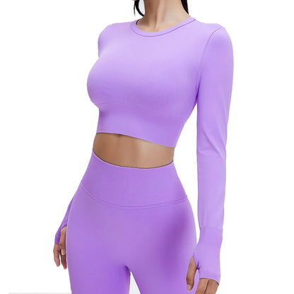 Seamless Sports Suit Yoga Set for Women Fitness Wear Long Sleeve Yoga Clothing Gym Workout Sportswear Two Piece Tracksuit Women