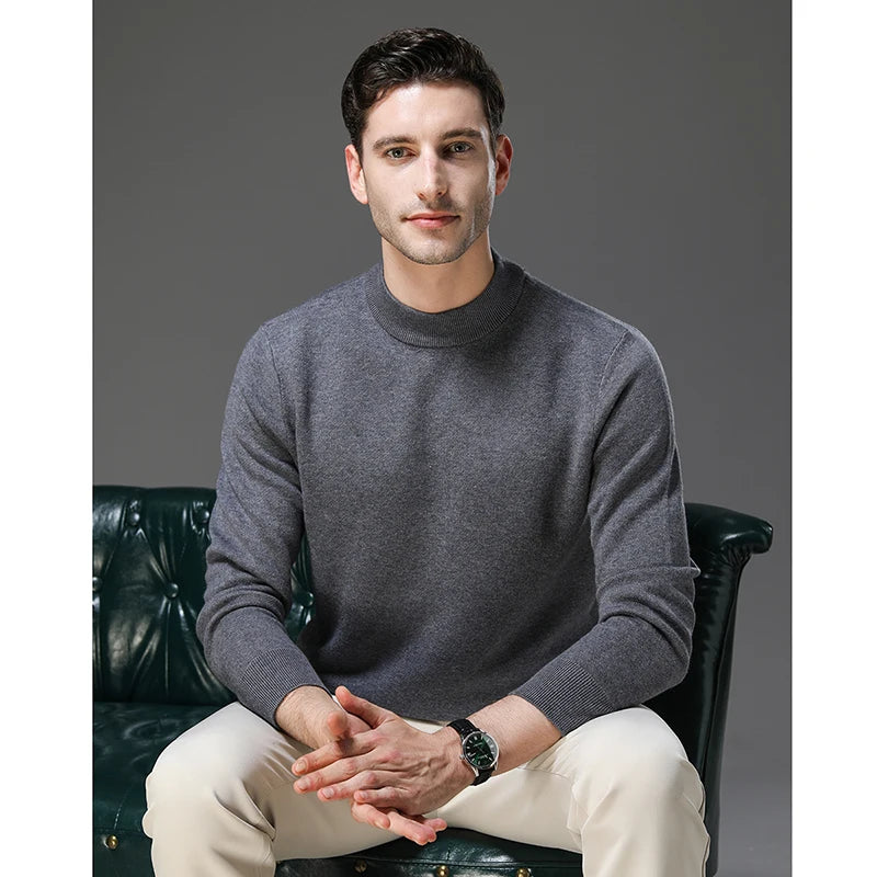 High End Wool Anti-pilling Blended Fashion Brand Half Turtleneck Knit Pullover Casual Sweater Mens Jumper Designer Clothing.
