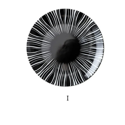 Geometric Design Gold Plating Meal Plate Porcelain Kitchen Dinner Plates Ceramics Food Tray Salad Dish 6/8/10 Inch 1Pcs