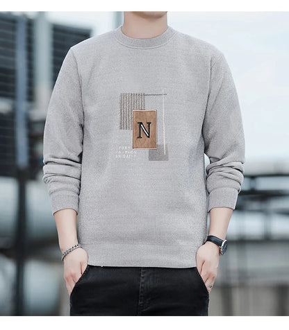 Men's Fleece Lined Pullovers Fashion Sweaters Autumn Winter Jumpers Fashion New Jersey Men's Clothes.