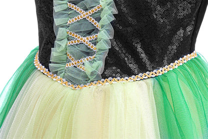 Anna Grünes Kleid Mädchen Spitze Tüll Elegantes Kleid Kinder Bühnenshow Prinzessin Kostüm Kinder Purim Cosplay Kleidung.