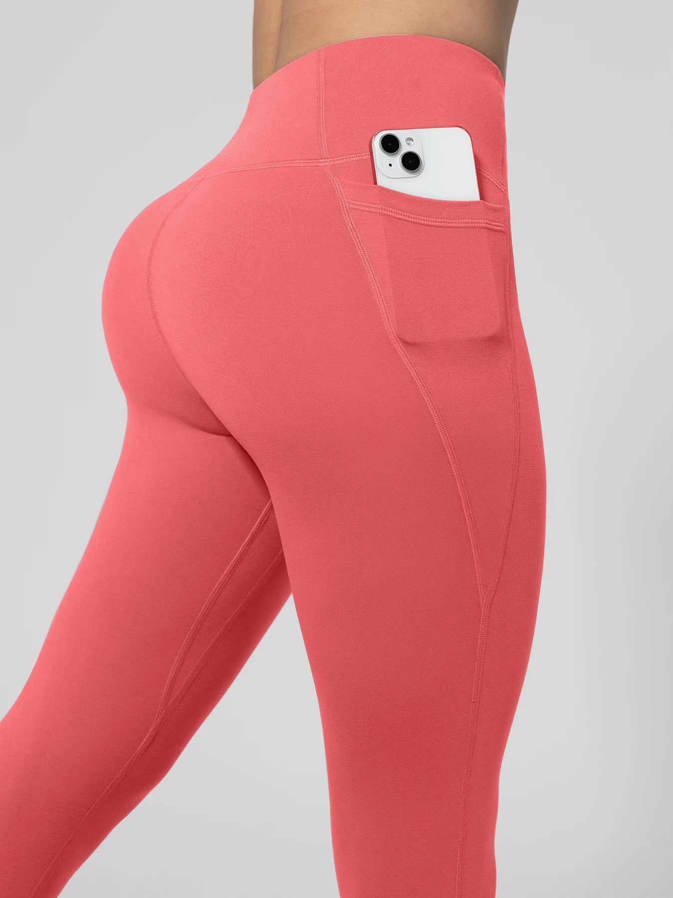 Nahtlose Damen-Leggings mit Taschen, einfarbig, hohe Taille, Po-Lifting-Strumpfhose, schlanke elastische Leggings, Sportbekleidung