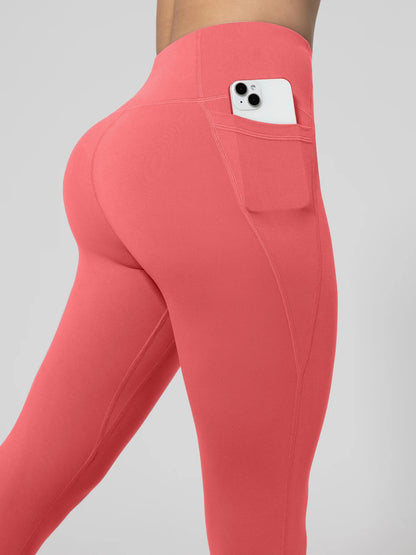 Nahtlose Damen-Leggings mit Taschen, einfarbig, hohe Taille, Po-Lifting-Strumpfhose, schlanke elastische Leggings, Sportbekleidung