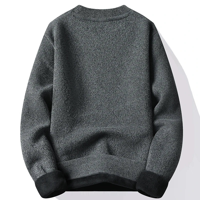 Autumn Winter Fashion Sweater Men's Round Neck Pullovers Fleece Thick Warm Jumpers Pattern Patchworked Men's Clothes.
