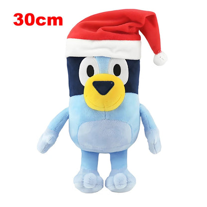 20/30CM Bluey Bingo Plush Dolls Cute Cartoon Christmas Hat And Shining Star Eye Anime Figure Stuffed Toys Birthday Gift For Kids.