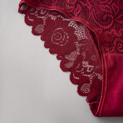 3PCS/Set Luxury Floral Embroidery Lace Panties Women Briefs Sexy Hollow Lingerie Female Underwear Ladies Breathable Underpants.