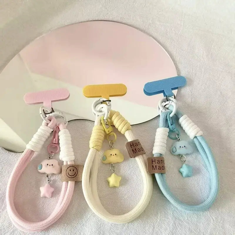Kawaii Cloud Star Lanyard Short Wrist Strap Cute Phone Accessory for Mobile Camera.