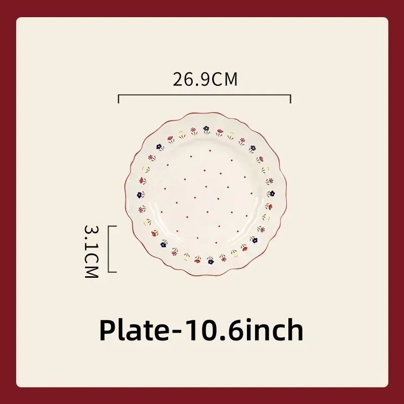 SOLECASA Pastoral Style Ceramic Tableware Soup Bowl Salad Bowl Dish Pasta Dessert Plates Dinnerware Dinnerware Table Decoration.