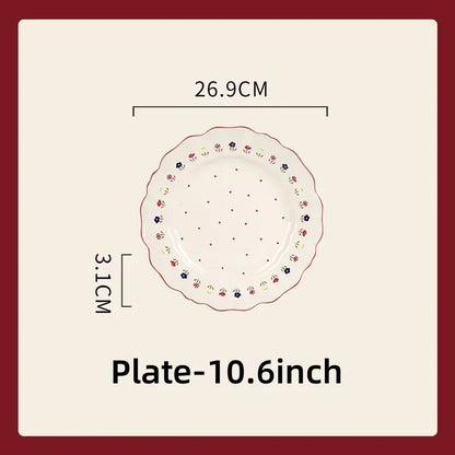 SOLECASA Pastoral Style Ceramic Tableware Soup Bowl Salad Bowl Dish Pasta Dessert Plates Dinnerware Dinnerware Table Decoration.