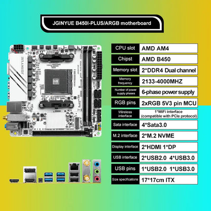 B450 B450I PLUS ARGB Gaming Motherboard am4 Dual-channel ddr4 32g m.2 hdmi MINI ITX HTPC Motherboard.