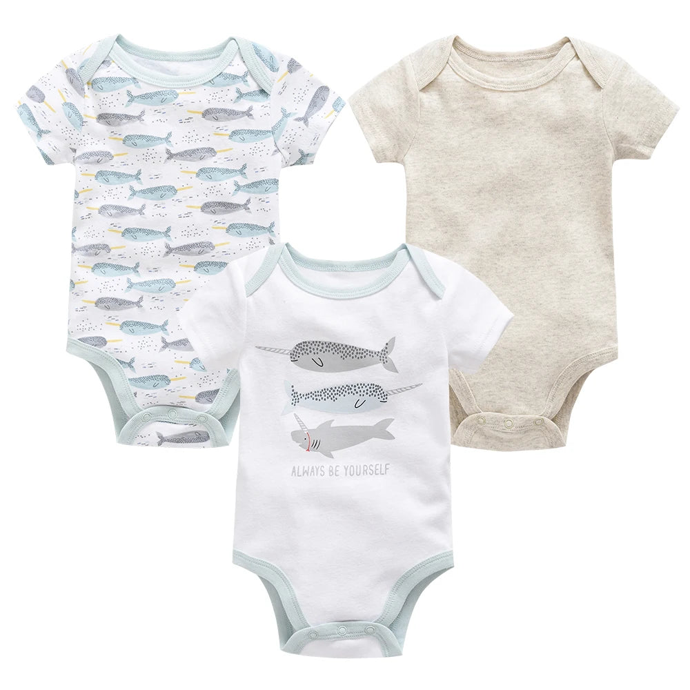 3 Teile/los Kavkas Baby Jungen Body Alpaka Design Baumwolle Kurzarm Oansatz Kleidung 0-12 Monate Kleinkind Kleidung