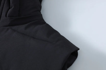 Compass Button Patch Style Men's Stand-up Collar Down Cotton Casual Vest Windproof Men's Jacket Slim Men's Hooded hat Wear.