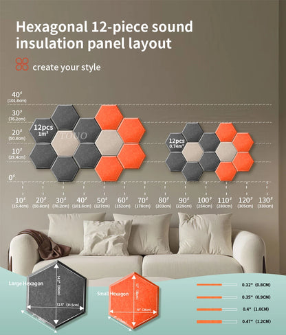 TOUO Acoustic Panels 6-18pc Noise Treatment Insulation Soundproofing Home Studio High Density Soundproof Wall Decor Bedroom