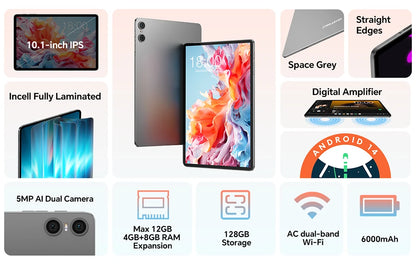 Teclast P30T Set 10.1" Tablet Android 14 T606 8-core Max 12GB RAM 128GB ROM 6000mAh Keyboard/Case/Mouse/Stylus/Headphone/Stand.