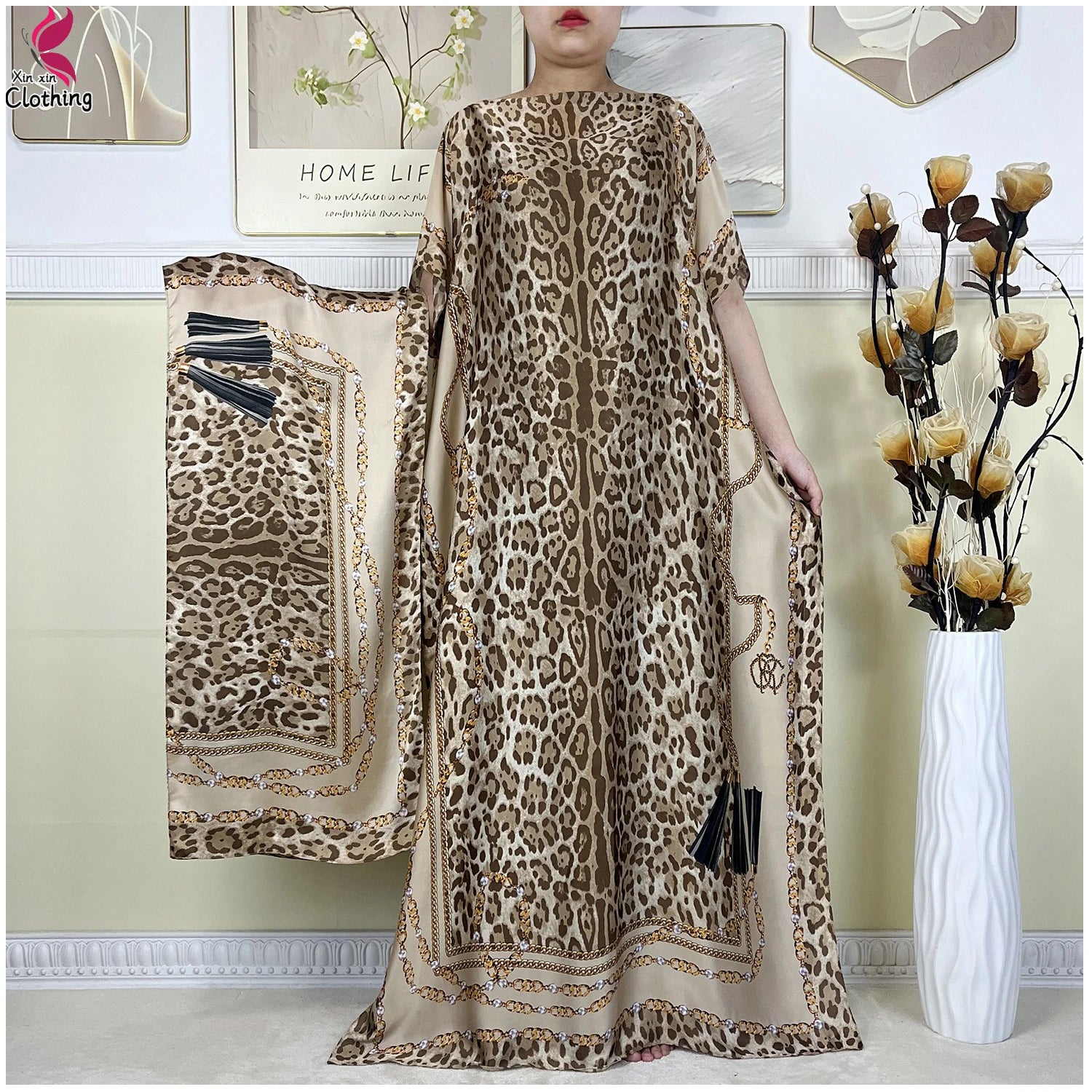 2025 New Beach Party Dress Soft Silk Fabric Loose Short Sleeve Dubai Women Vacation Dress African Abaya Islam Lady Casual Dress.