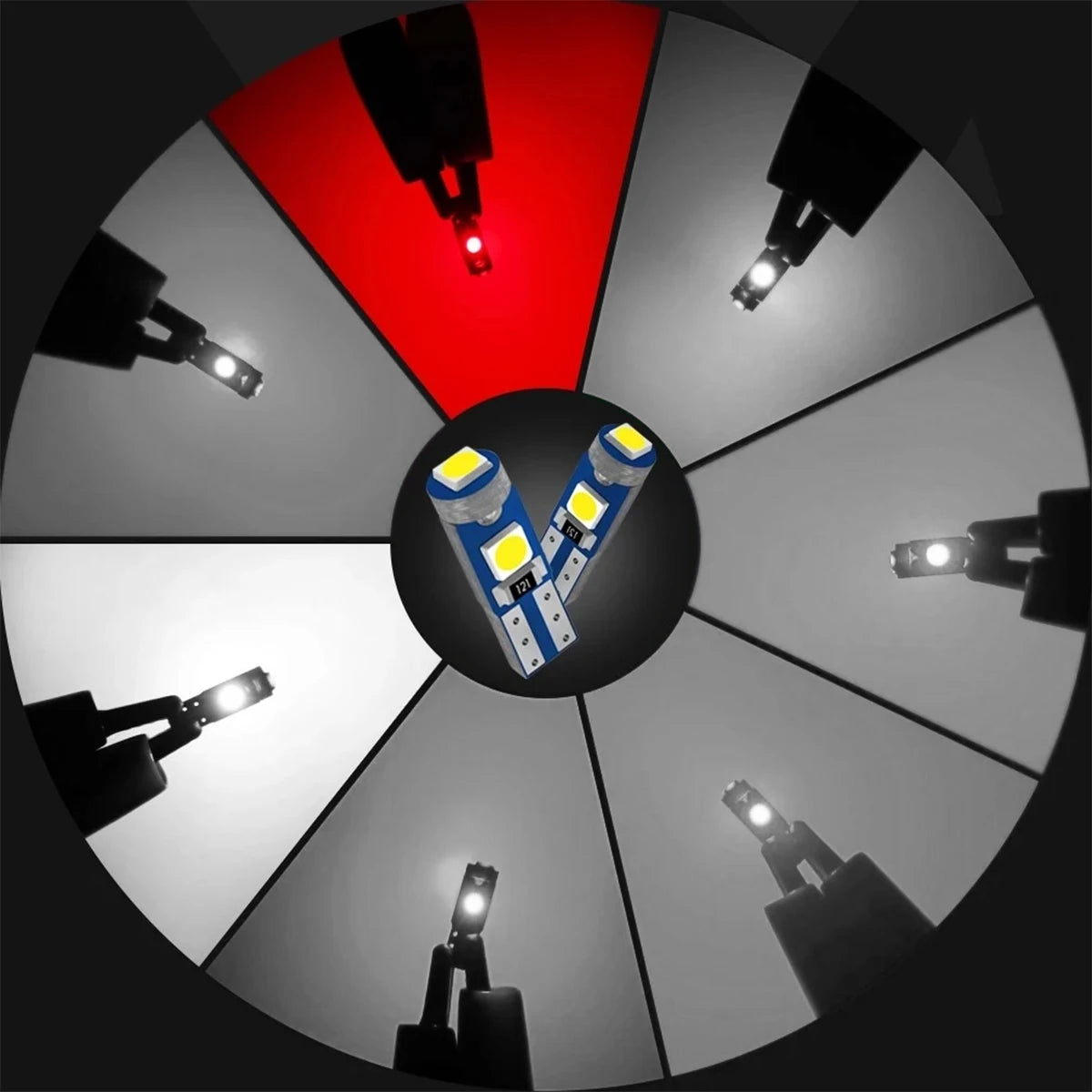 10X T5 Led-lampe W3w Auto Lichter Lizenz Lampe Motorrad Dashboard Licht Auto 3smd 12v Canbus Innen Mini rote Dome Lesen Lampen.