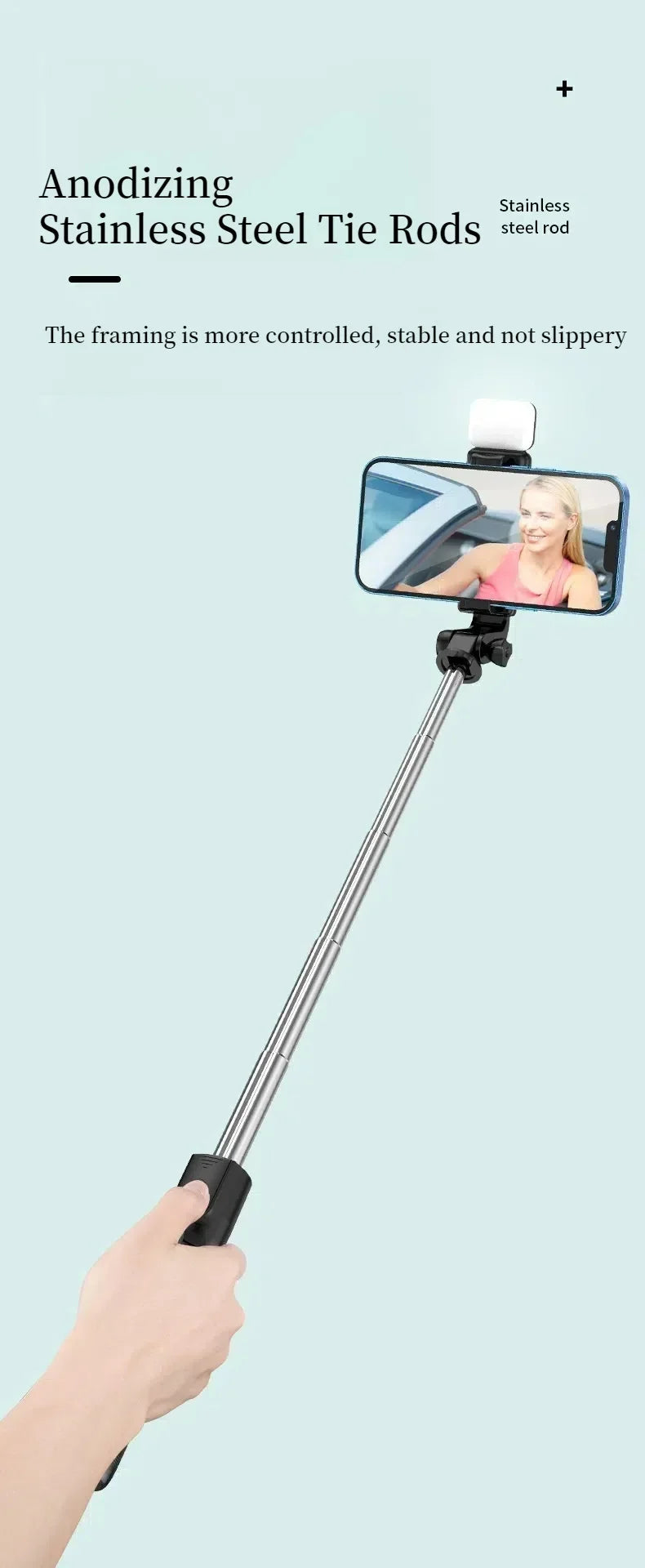 Cell Phone Selfie Stick Tripod Blue-tooth Remote Wireless Selfi Stick Phone Holder Stand with Beauty Fill Light for Phone.