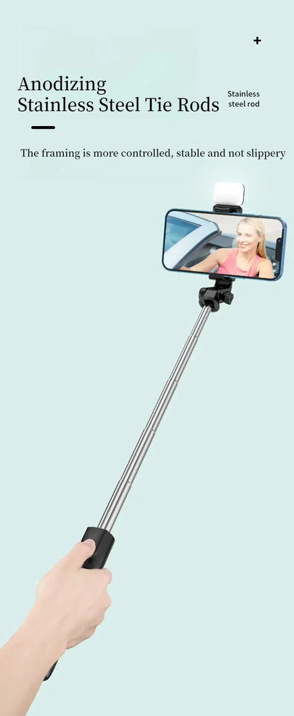 Cell Phone Selfie Stick Tripod Blue-tooth Remote Wireless Selfi Stick Phone Holder Stand with Beauty Fill Light for Phone.
