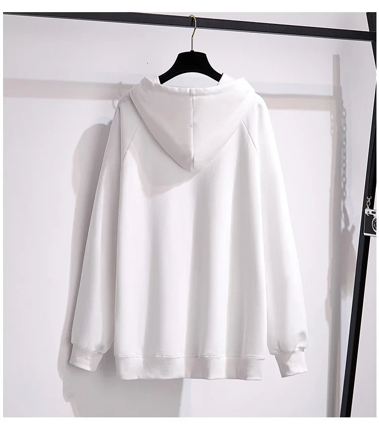 175Kg Plus Größe frauen Fehlschlag 170 Herbst Winter Neue Lose Fleece Cartoon Mit Kapuze Sweatshirt Schwarz Weiß 6XL 7XL 8XL 9XL 10XL 11XL.