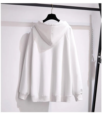 175Kg Plus Größe frauen Fehlschlag 170 Herbst Winter Neue Lose Fleece Cartoon Mit Kapuze Sweatshirt Schwarz Weiß 6XL 7XL 8XL 9XL 10XL 11XL.