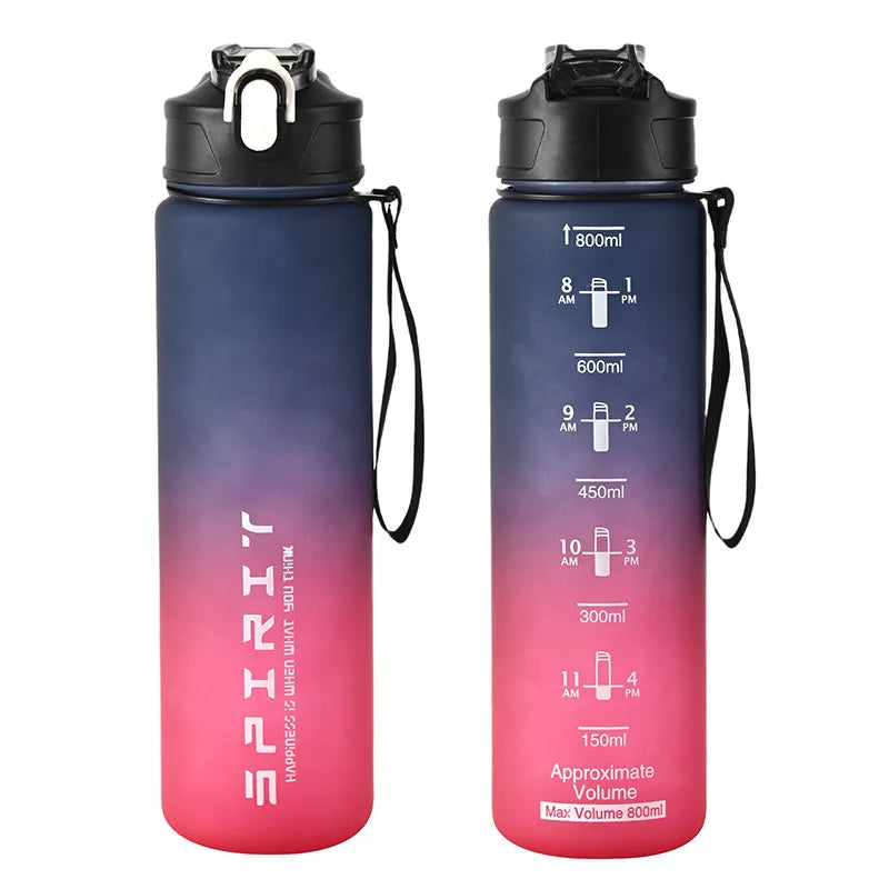 1PCS 800ML Large Capacity Sports Water Bottle Leak Proof Colorful Plastic Cup Drinking Outdoor Travel Portable Gym Fitness Jugs.