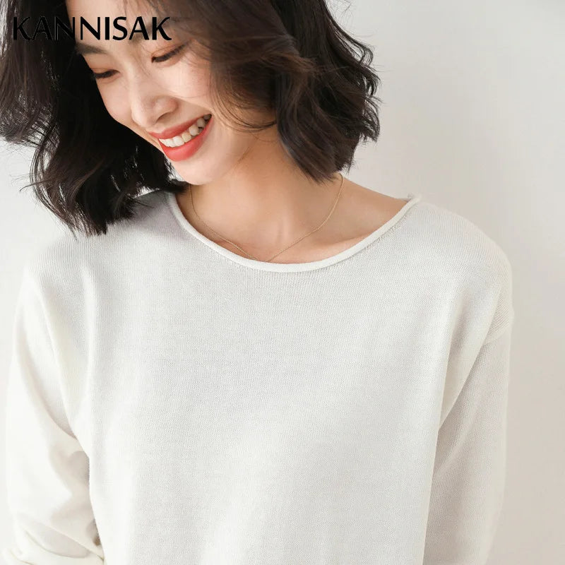 2025, frühling Herbst Frauen Pullover Solide Strickwaren Koreanische Lose Weibliche Grundlegende Casual Jumper Stretch Pullover Himmel Blau Rosa Pullover.