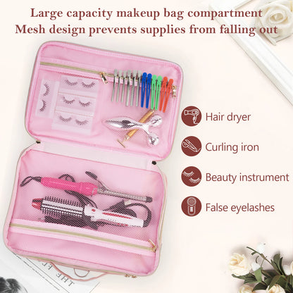 Professional Makeup Bag Extra Large Cosmetic Train Case Make Up Brush Organizer Storage Box Manicure Artist Bags with Dividers.