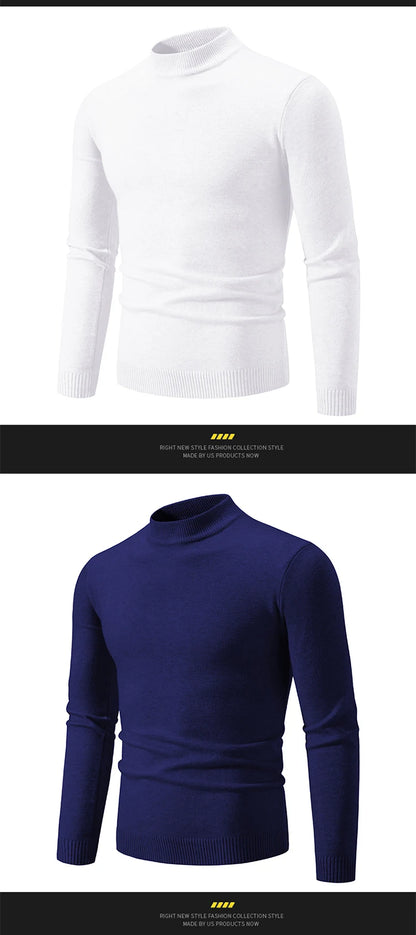 New Autumn Winter Designer Fashion Half Turtleneck Knitted Sweater High Quality Mens Casual Solid Color Warm Women Sweaters.