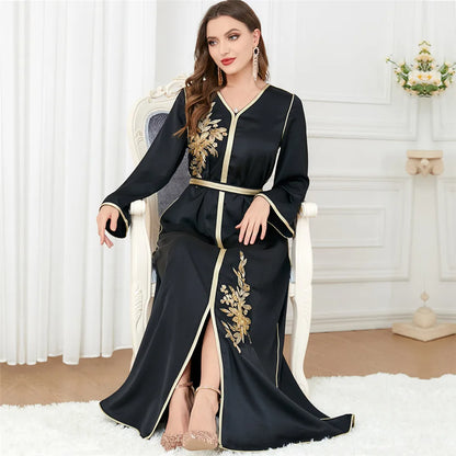 Eid Mubarak Abaya für muslimische Frauen Stickerei Langes Maxikleid Türkei Party Kaftan Arabische Robe Dubai Saudi Islamischer Kaftan Jalabiya