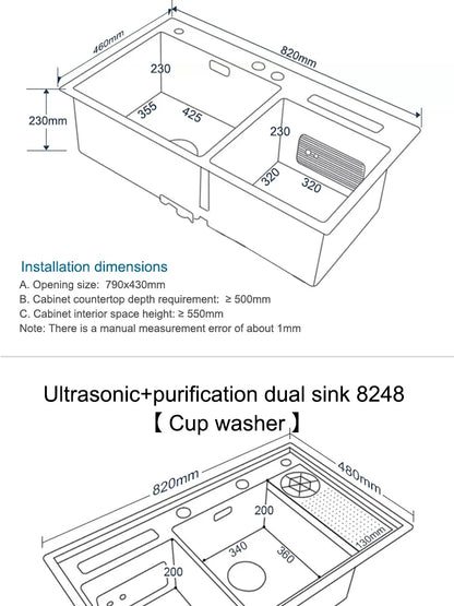 Kitchen Sink Stainless Steel Dishwashing Sink Ultrasonic Sink Dishwasher Multifunctional Intelligent Net Washer For Kitchen