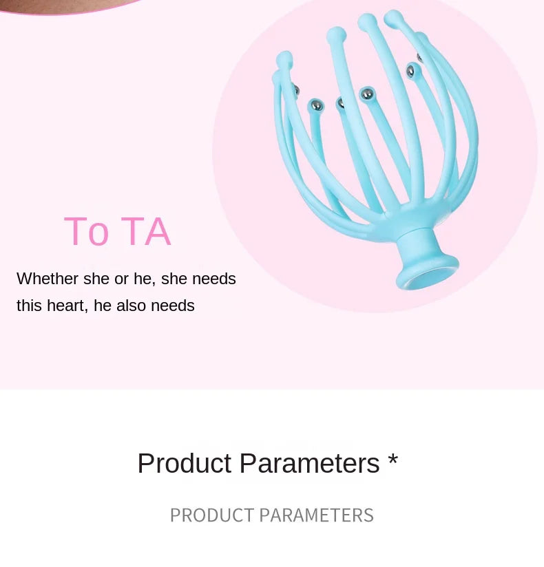 Head Massager Neck Massage Octopus Scalp Stress Relax 12 Antennae Massage Head Meridian Comb Point Pressing Head Artifact.