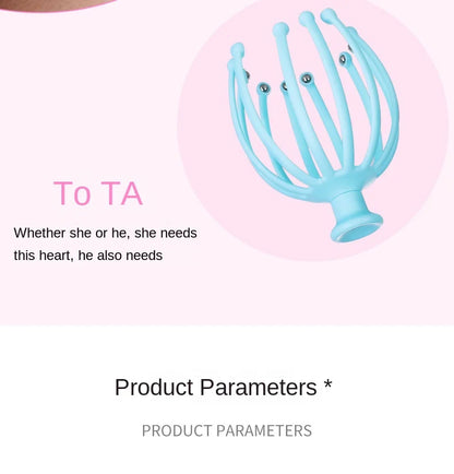 Head Massager Neck Massage Octopus Scalp Stress Relax 12 Antennae Massage Head Meridian Comb Point Pressing Head Artifact.