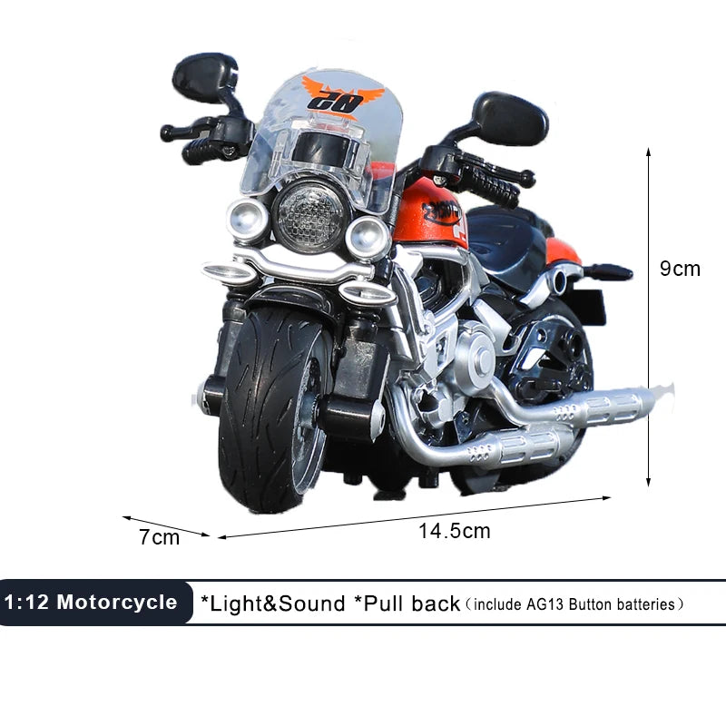 1:12 Sound Light Motorcycle Alloy+Plastic Moto Car Model Diecast Play Vehicles Decoration Collection Boy Toys For Children Gift.