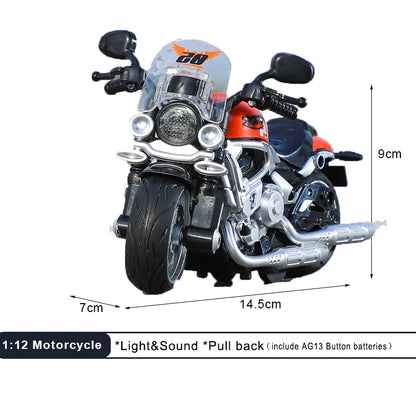 1:12 Sound Light Motorcycle Alloy+Plastic Moto Car Model Diecast Play Vehicles Decoration Collection Boy Toys For Children Gift.